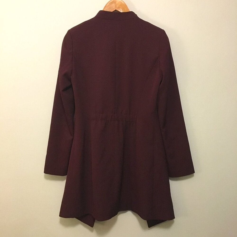 Le Château Long Burgundy Open Front Blazer Cardigan Jacket Size XXS - Picture 2 of 15